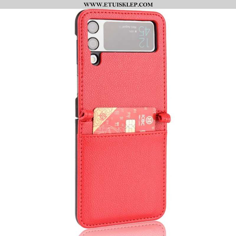 Etui do Samsung Galaxy Z Flip 3 5G Etui Folio Skórzane Etui Na Karty W Stylu Litchi